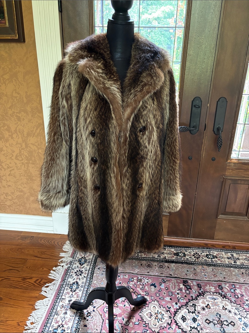 Raccoon fur coat